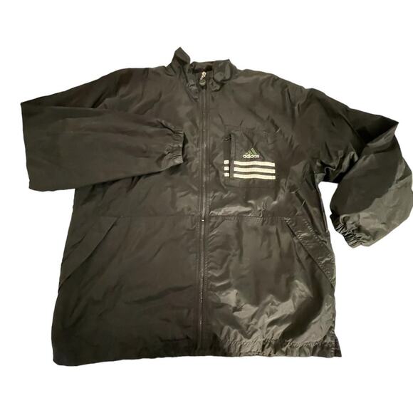 VTG Adodas black long sleeve windbreaker full zip jacket size large - Picture 1 of 14